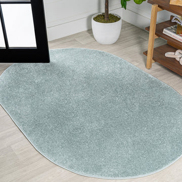 Haze Solid Low-pile Area Rug Light Blue
